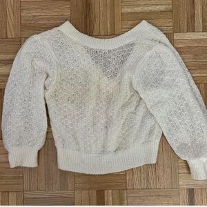 Babaton Cream Textured V-Neck Sweater